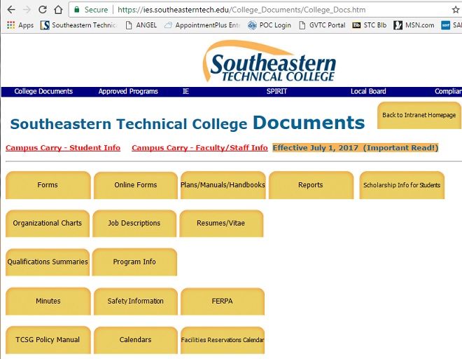 STC Documents screen